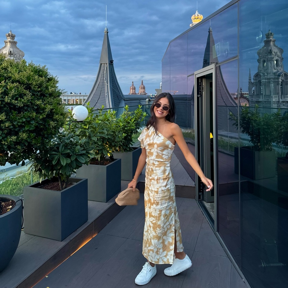 Mango One-Shoulder Dress